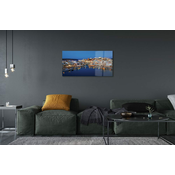 tulup.si Slika na akrilnem steklu Mesto grčija obala ponoči 120x60 cm 4 obešalnika