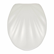Bela WC deska z enostavnim zapiranjem Wenko Premium Sea Shell, 45,5 x 38 cm