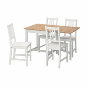 PINNTORP / STEFAN Sto i 4 stolice, svetlosmede bajcovano belo bajcovano/bela, 67/124 cm