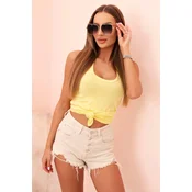 Kesi Womens cotton tank top with a round neckline yellow