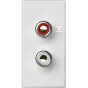 slomart K45/2 plošča z 2x RCA (CINCH) konektorji 22,5x45mm + vložki, vijačni priključki, bela
