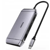 Choetech 9-v-1 večfunkcijski USB tip C HUB - 3x USB 3.2 Gen 1/bralnik SD in TF kartic/HDMI 4K 30Hz/VGA Full HD 60Hz/USB tip C/RJ45 siv (HUB-M15 siv)