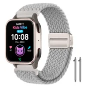 Pašček za Garett Kids Vibe AI 4G, pleten 20 mm, siv, močan