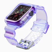 HURTEL Silikonski trak pašček zapestnica ovitek Strap Light Set za uro Apple Watch 44 mm - vijolična