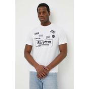 Bombažna kratka majica United Colors of Benetton moški, bela barva