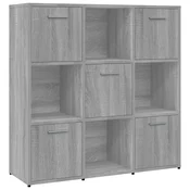 Vidaxl Knjižna omara siva sonoma 90x30x90 cm inženirski les