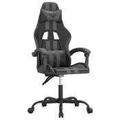 Vidaxl Gaming stol črno in siva umetno usnje