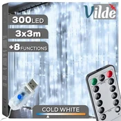 shumee Dekorativna okenska svetlobna zavesa hladno bela 300 LED luči 3x3m daljinski upravljalnik
