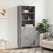 Greatstore Visoka komoda siva sonoma 69,5x34x180 cm inženirski les