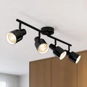 Lindby stropni reflektor Ovelia, črn, 80 cm, 4 krila, E27 - Dnevna soba/jedilnica - Sodobni - črno - Kovina