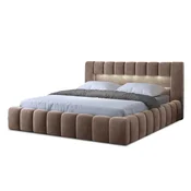 Svjetlo smedi tapecirani bracni krevet s prostorom za odlaganje s podnicom 180x200 cm Lamica – ELTAP