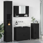 vidaXL Komplet pohištva za kopalnico 4 pcs Črna 30 x 35 x 192 cm
