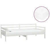 Vidaxl Dnevna postelja z vzmetnico 90x200 cm bela trdna borovina