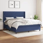 Greatstore Box spring postelja z vzmetnico modra 180x200 cm blago