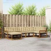 Set vanjskih sofa 6 kom. Prirodna i bež Cvrsto drvo akacije