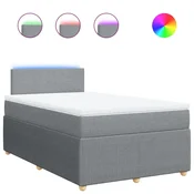 Vidaxl Boxspring postelja z vzmetnico svetlo siva 120x190 cm blago