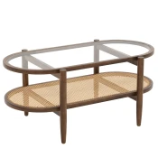 COSTWAY Dvonadstropna kavna mizica s steklenim vrhom 102 x 56 x 47 cm, (5000007168)
