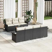 Sjedeća garnitura za vrt 8 kom. 7-Broj sjedala Crna i Krema 251 x 62 x 69 cm