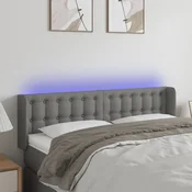 Vidaxl vidaXL Vzglavje postelje z LED diodo temno sivo 147x16x78/88 cm blago