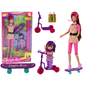 Set lutaka Lucy s romobilom, skateboardom i kacigama roza