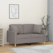 Dvosjed s ukrasnim jastucima svjetlosivi 120 cm od tkanine