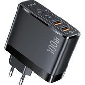 USAMS USAMS OMREŽNI POLNILEC 2XUSB-C 2XUSB PD3.0 QC3.0 100W ČRN, (21974792)