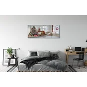 tulup.si Slika na akrilnem steklu Božično drevo dekoracijo darila 140x70 cm 4 obešalnika