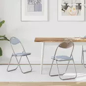 vidaXL Zloženi jedilni stol 2 pcs Siva 48 x 43,5 x 81 cm PVC jeklo