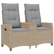 Vidaxl Zložljiva klop s tabelo Bež in svetlo siva 126 x 65 x 112 cm