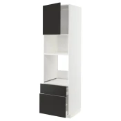 METOD / MAXIMERA Vis.el.pecn./mikrotal. s vrat/2fiok, bela/Nickebo boja antracita, mat, 60x60x220 cm