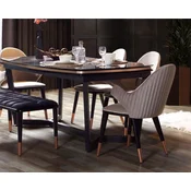 Casa Padrino luxury dining room set gray/black/copper - 1 Extendable Luxury Dining Room Table & 6 Luxury Dining Room Chairs with Armrests - Dining room furniture - Luxury furniture