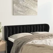 Vidaxl vidaXL Vzglavnik s krilci, črn 147x23x78/88 cm, žamet