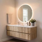 Skye Decor Set kupatilskog ormarica sa umivaonikom i ogledalom, 2 dela, Krem