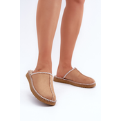 Comfortable home footwear slippers with embroidery womens Inblu FX000021 Camel