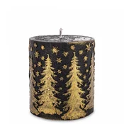 Božična sveča črna, zlati parafin 8x7x7 cm