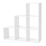 Songmics Knižna polica 6-kockna stopničasta polica 975x975x29 cm bela