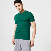 Majica kratkih rukava za fitness 500 Slim-Fit muška zelena