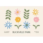 Plakat Buckville Park A4 20x31 cm Retro cvetje Cvetlična tržnica