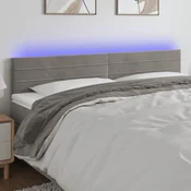 Vidaxl vidaXL Vzglavje z LED svetlo sivo 180x5x78/88 cm žametno
