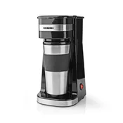 Butler - kavni aparat za eno skodelico 0,4 l s potovalnim lončkom 750 W/230 V nerjaveče jeklo/črna