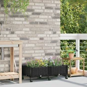 Vrtni saksija s kotacima Crna 80 x 40 x 29 cm PP