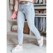 Spodnie damskie jeansowe slim fit z paskiem NEOPASS niebieskie Dstreet