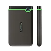 Transcend 2TB StoreJet 25M3S SLIM, 2,5", USB 3.0 (3.1 Gen 1), zunanji disk proti udarcem, tanek profil, sivo-zelen