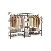 Songmics Oblekalni regal 7 polic 45x195x1728 cm črn