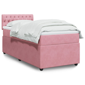 vidaXL Box spring postelja z vzmetnico roza 100x200 cm žamet