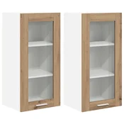 Vidaxl Viseča omarica z vrati 2 szt. Umetni hrast 40 x 31 x 80 cm