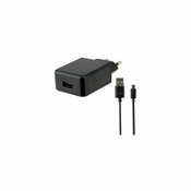 NEW Stenski Polnilec + USB Mikro Kabel KSIX USB 2A Črna