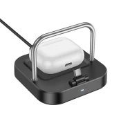 Hoco Namizni polnilnik Hoco 2 v 1 USB-C PD QC 3A 30 W + brezžično polnjenje 5 W CQ16B, črn
