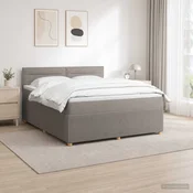 vidaXL Postelja boxspring z vzmetnico Taupe 140 x 200 cm Blago