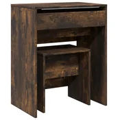 Vidaxl Toaletna mizica in stolček dimljen hrast 60x40x113,5 cm